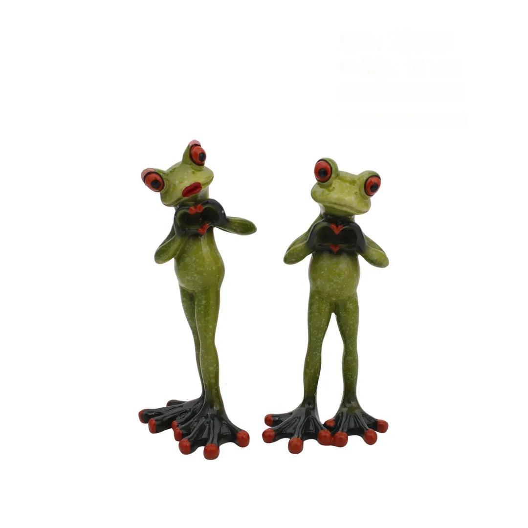 Pastoral style synthetic resin frog ornament for home decoration in living room or study