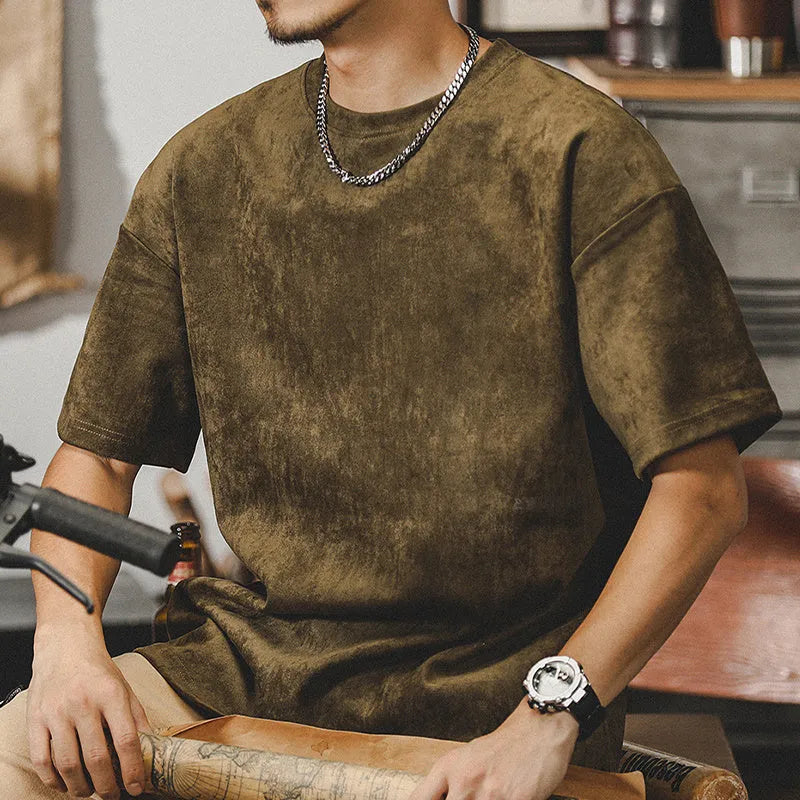 Retro washed T-shirt heavy short-sleeved shirt for men in loose fit with letter print