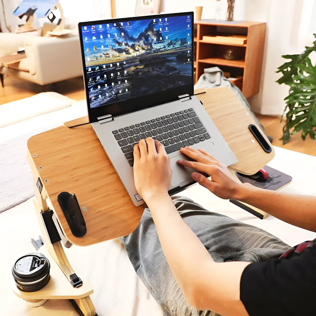 Wooden folding bed computer table with adjustable angle in white maple colour