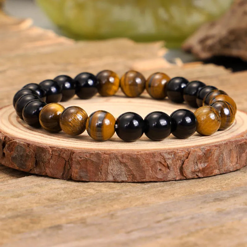 Tiger eye stone tassel pendant on ball bead chain necklace with 81cm length