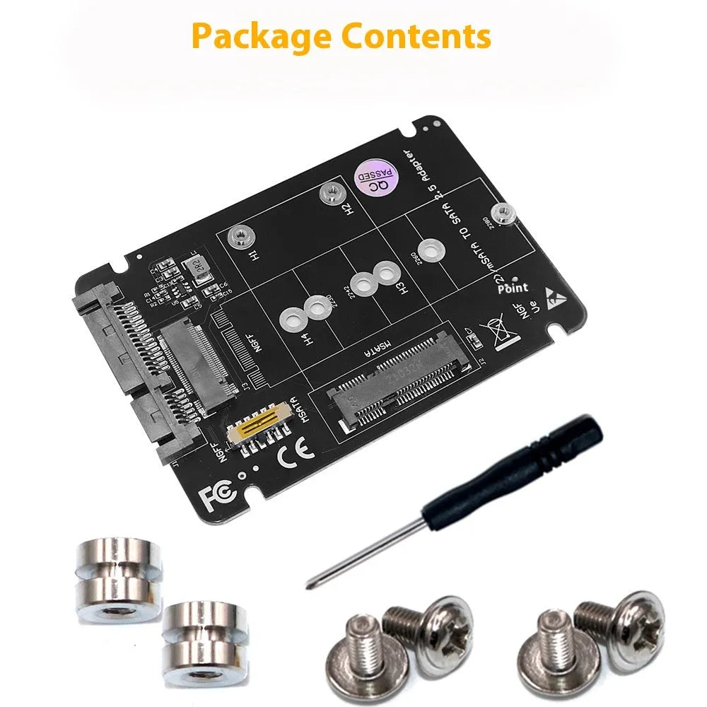 Two-in-one solid state hard-disk cartridge adapter card with mSATA and NGFF M.2 slots and LED indicator on 65x90mm PCB