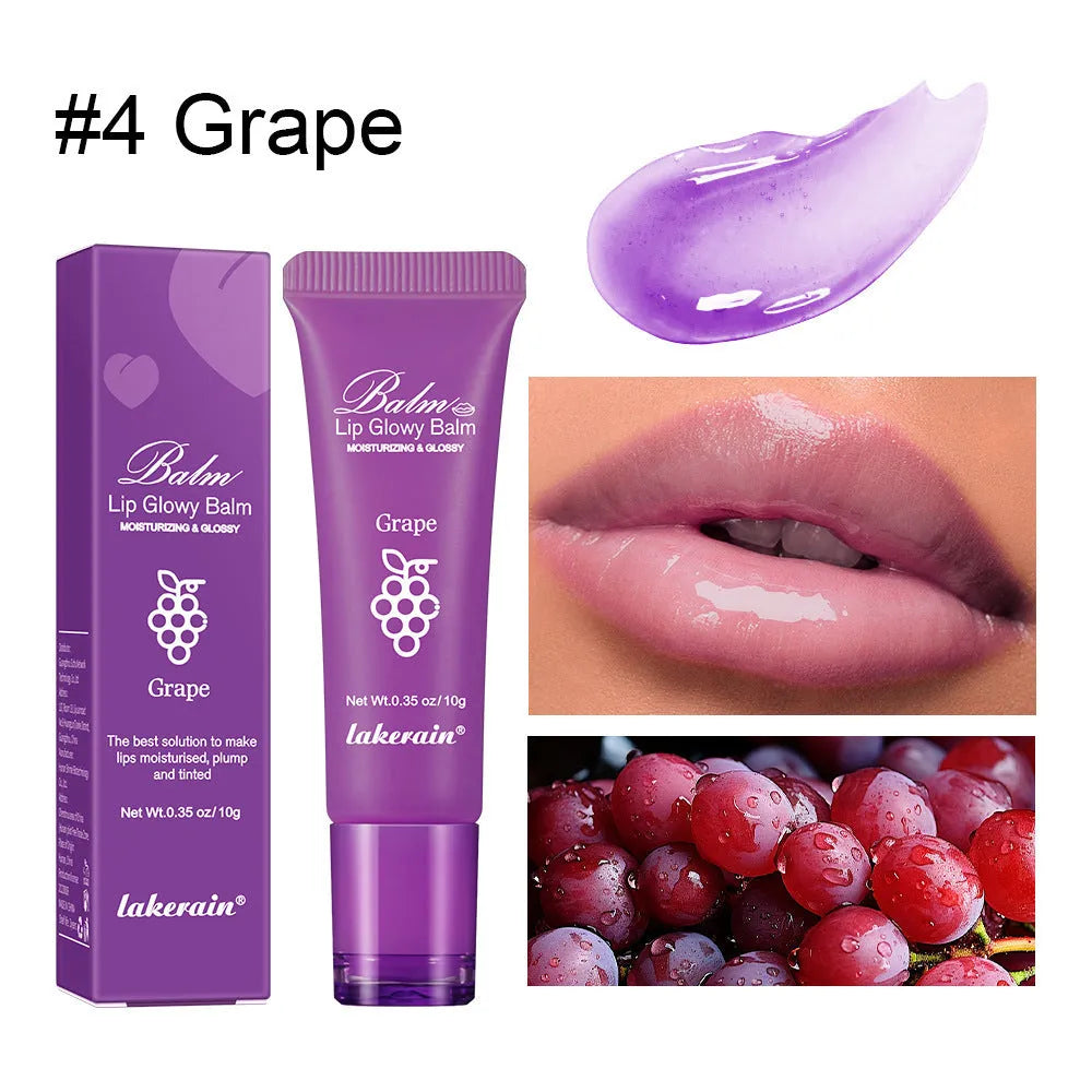 Women's natural finish lip gloss in choice of berry, grape, grapefruit, and yellow peach flavours.