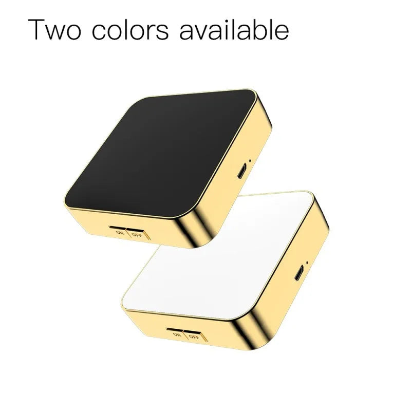 Makeup mirror with dual surfaces: 4x magnification and HD mirror with adjustable lighting