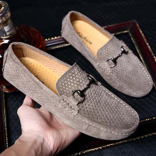 Breathable hollow casual shoes for women, Korean style round toe, flat heel, in khaki hollow colour, viewed from side