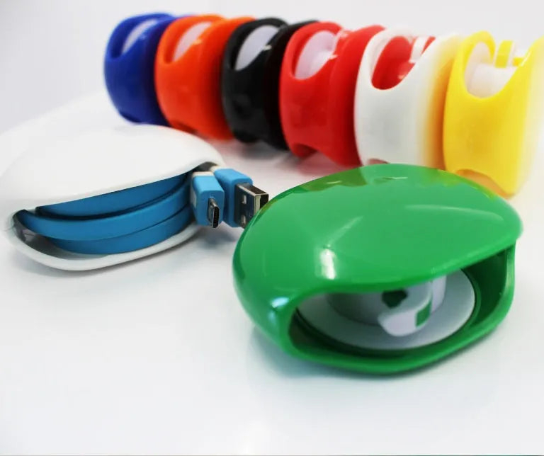 Automatic earphone retractor winder with telescopic reel and small storage box.