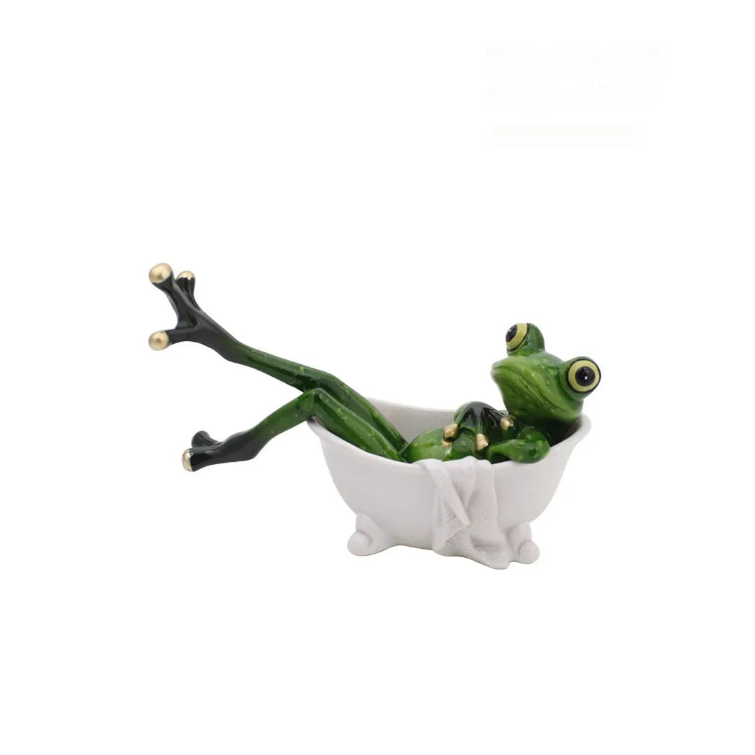 Pastoral style synthetic resin frog ornament for home decoration in living room or study