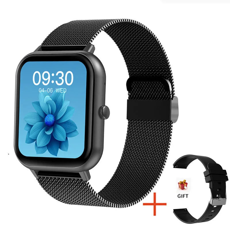 ZL54C smart watch on wrist showing AMOLED screen, available in black, pink, or silver colours.
