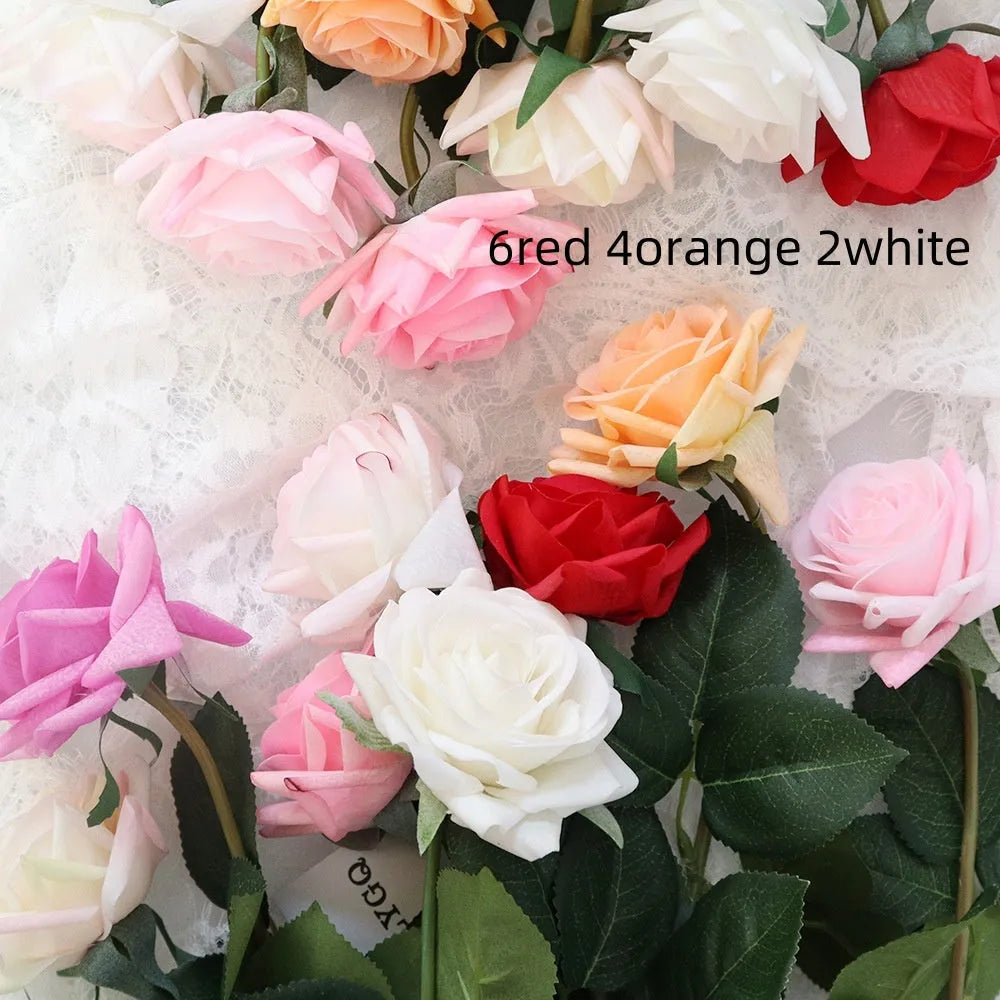 Silk touch artificial rose flower with 42cm length and 8.5cm flower head in multiple colour options