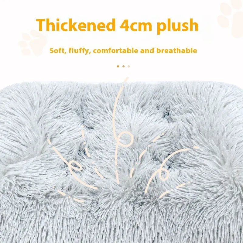 Thick warm plush pet cushion mat for dog or cat kennel bed in light grey colour