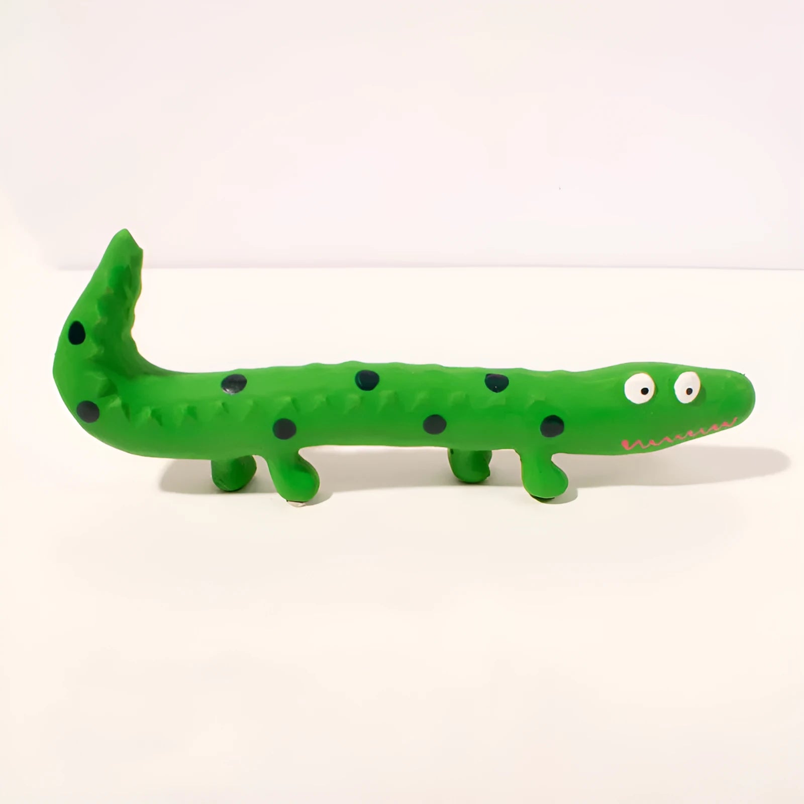 Green lizard-shaped dog chew toy with squeaker for aggressive small medium large breed dogs