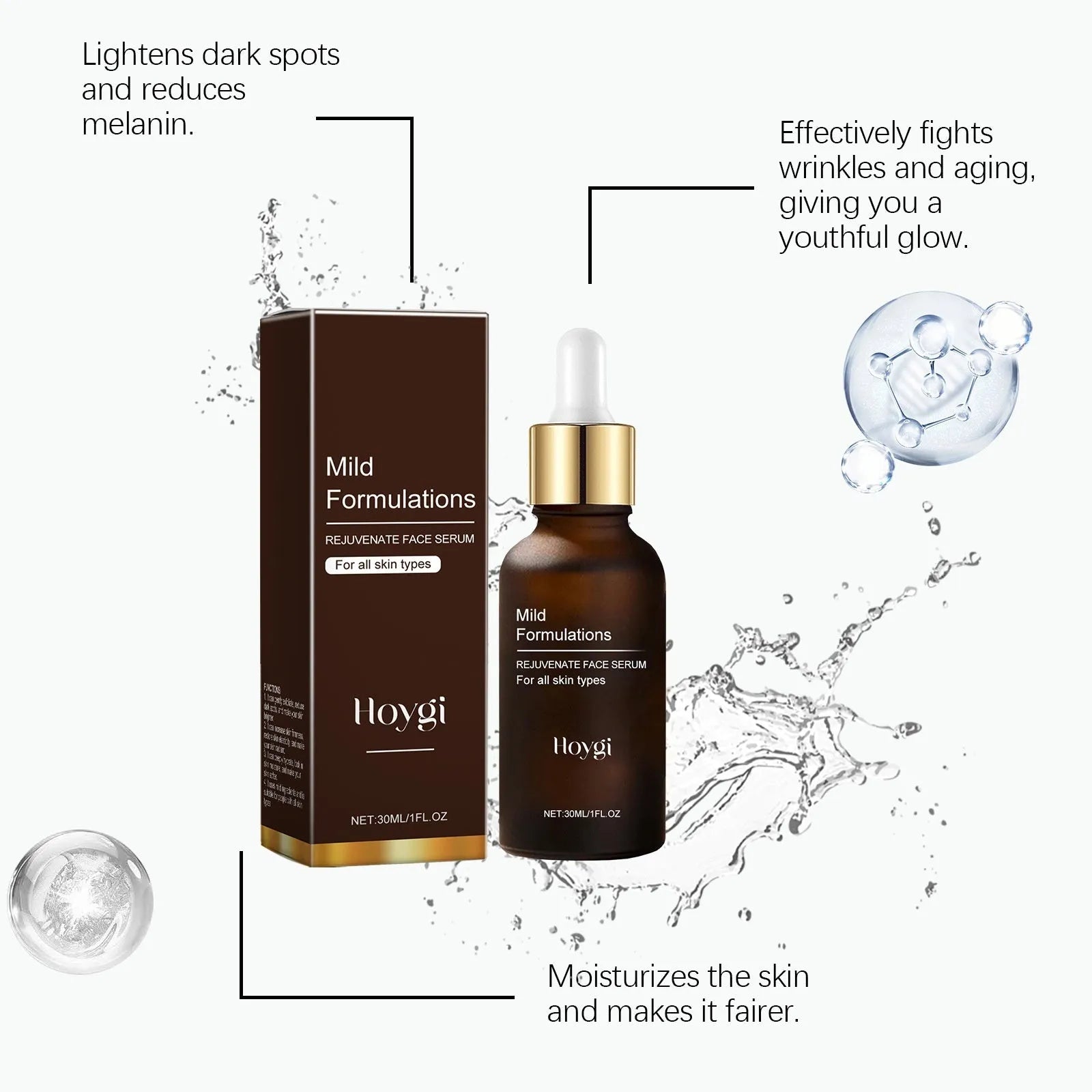 30ml facial skin care essence bottle with arbutin collagen vitamin C hyaluronic acid