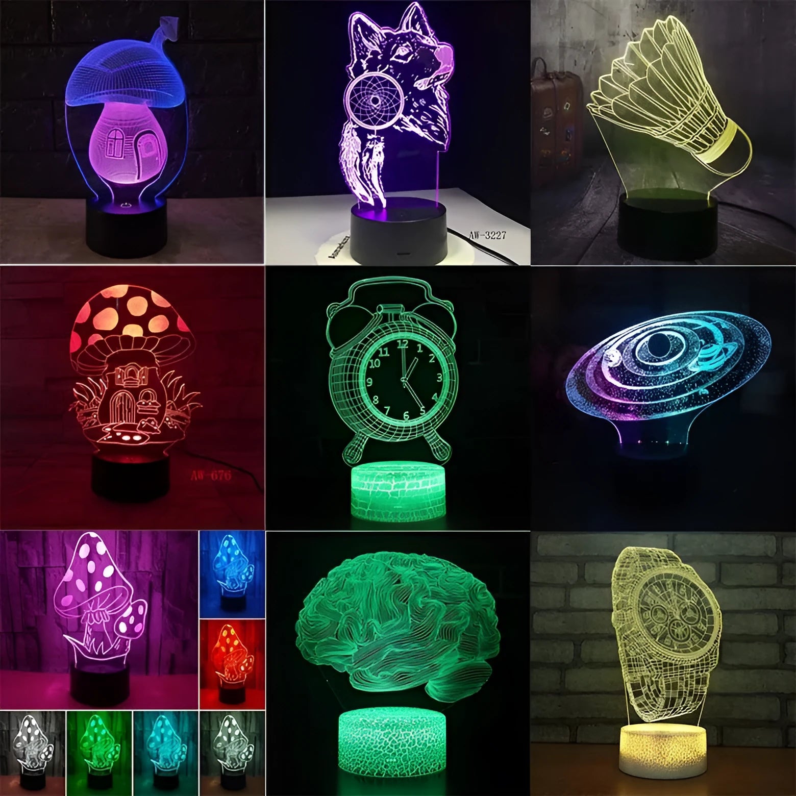 Colourful 3D LED desk lamp with remote control on study desk