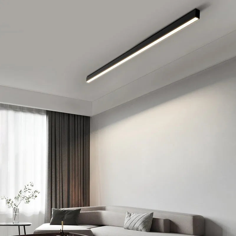 Rectangular aluminium ceiling lamp in Obsidian Black finish, 53.6cm width, 20W