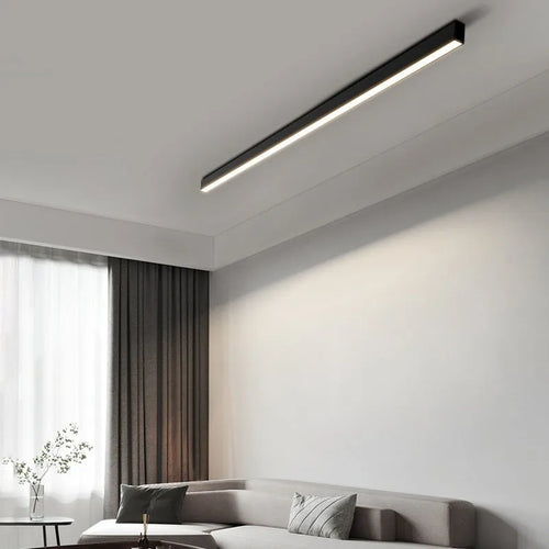 Rectangular aluminium ceiling lamp in Obsidian Black finish, 53.6cm width, 20W
