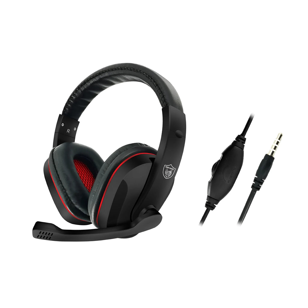 Black wired gaming headset with 40mm speakers and 1.2 metre cable with 6.3mm plug