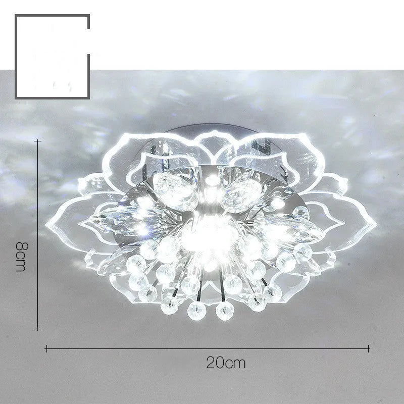 Small modern crystal ceiling lamp with flower-shaped shade and LED lighting