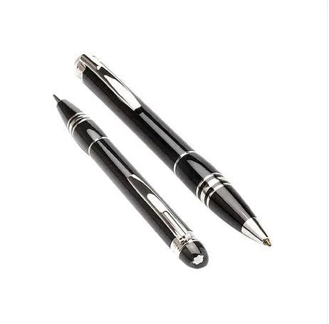 Interstellar Crystal Head series metal rollerball pen in black, with resin metal barrel and black ink refill