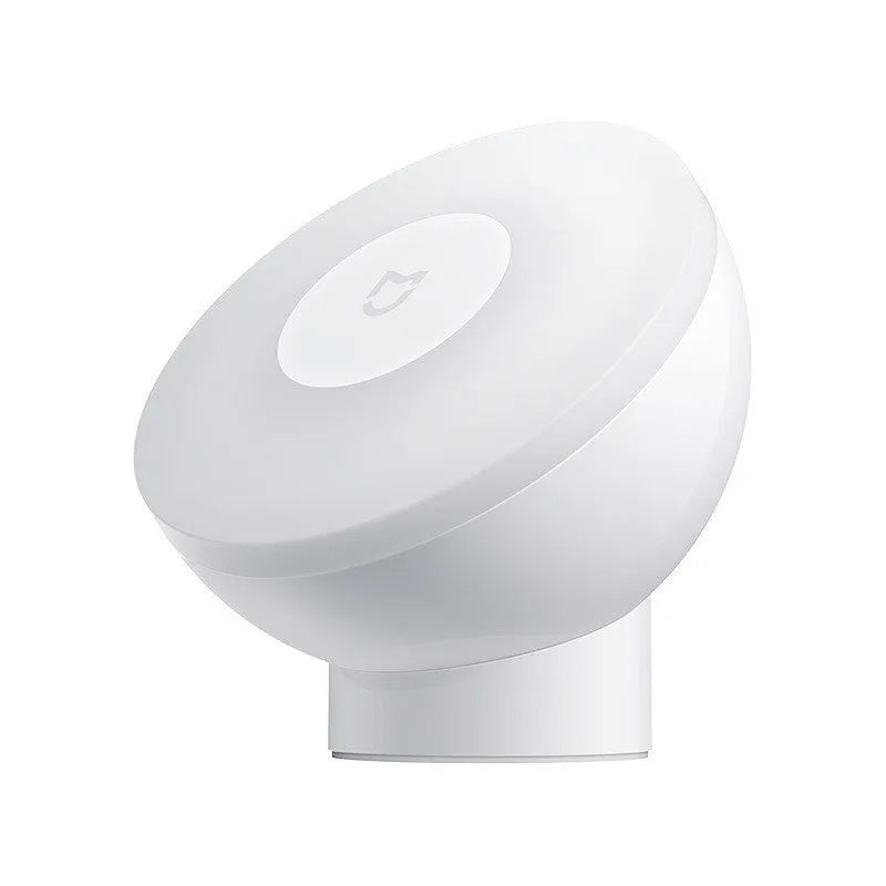 White modern bedside table lamp with Bluetooth and human body induction sensor.