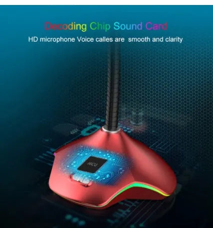 Black wired computer microphone with pop filter and adjustable stand for recording and gaming
