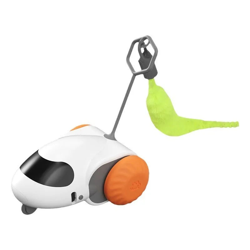 Gravity intelligent running car cat toy in light grey blue or summer orange colour with Type-C charging port
