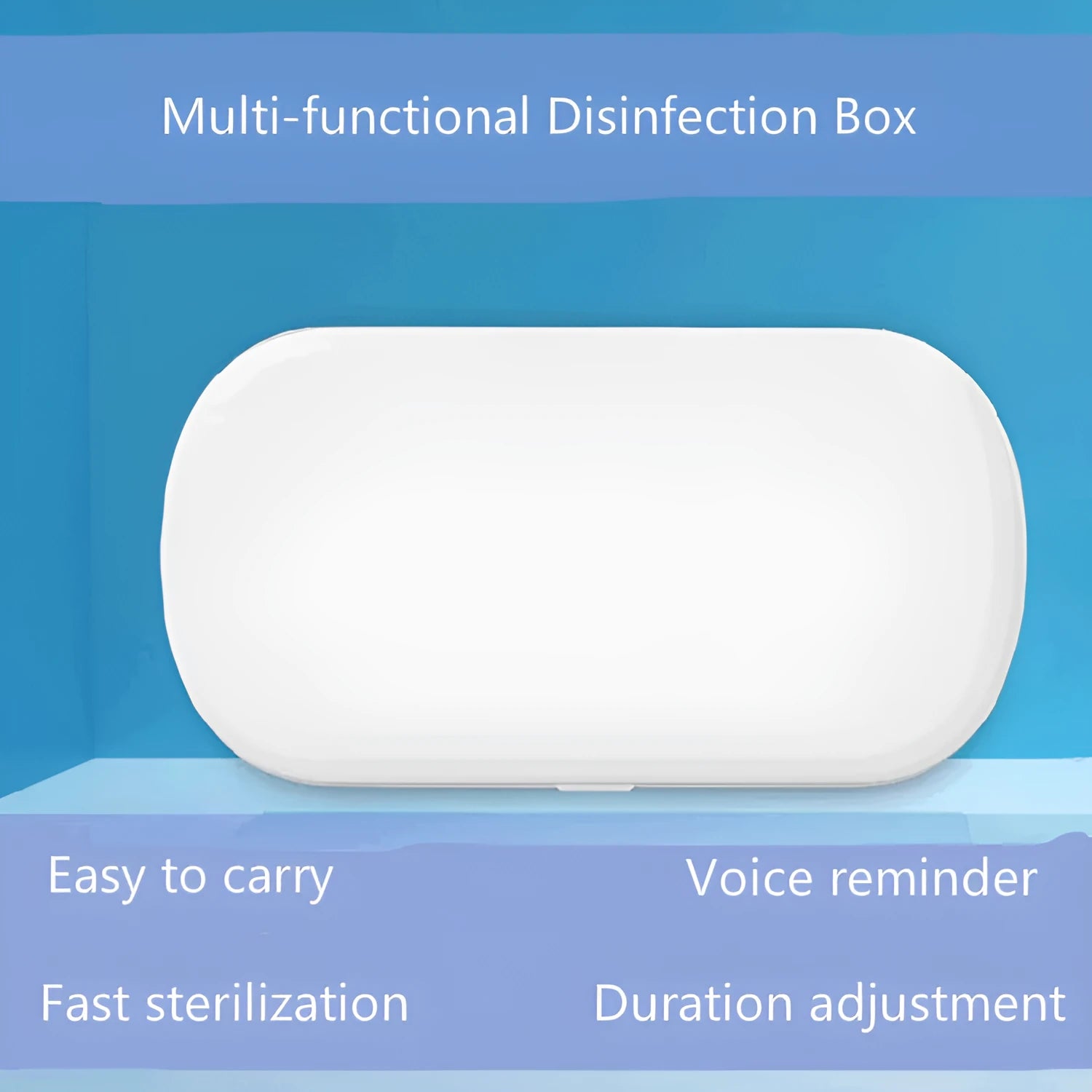 White portable UV steriliser and wireless charging box with aromatherapy function on a desktop