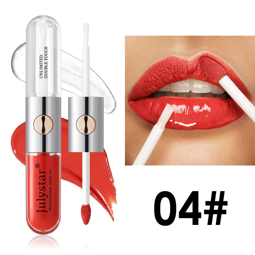 Women's lasting lip gloss tube showing 6ml content, available in nine colour style options for universal skin types
