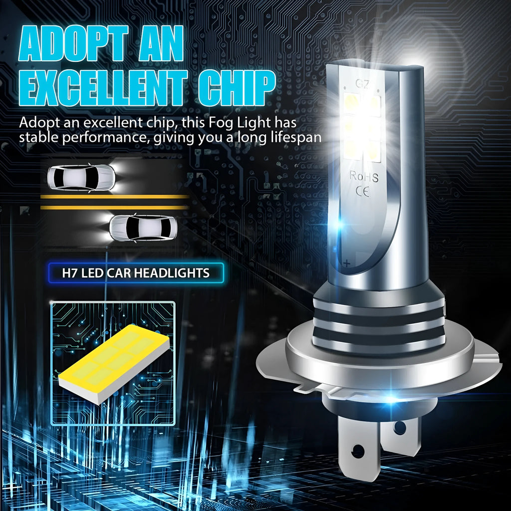 LED car fog light bulb with aviation aluminium housing and multi-pin connector