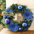 30cm multicolour plastic Christmas wreath decoration for doors in blue, gold, pink, purple, red, or silver