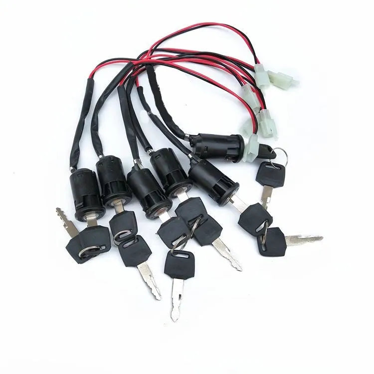 Waterproof electric car door lock with plastic housing and multiple wiring configuration options