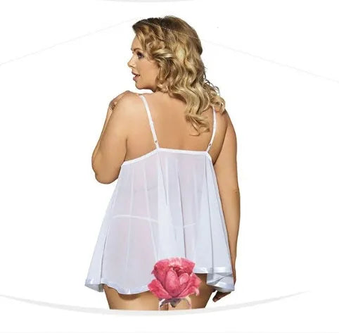 Women's purple lace sling dress sleepwear with mesh panels on mannequin