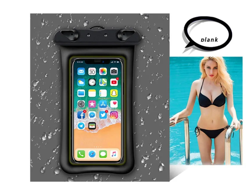 Double airbag waterproof phone pouch with adjustable rope in multiple colour options
