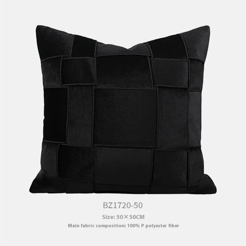 Square 50x50cm chenille woven pillow cushion on a sofa in a choice of seven colours.