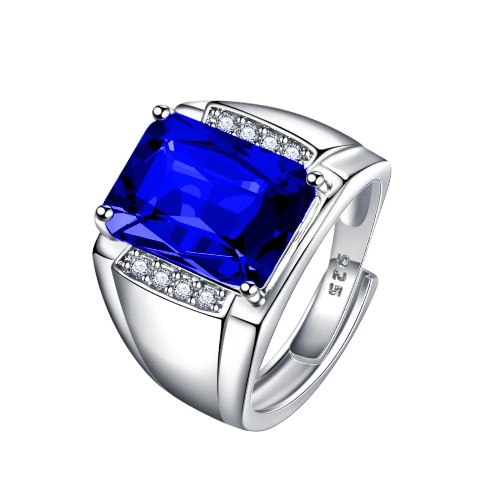 Adjustable open geometric ring with a coloured rhinestone on a copper band.