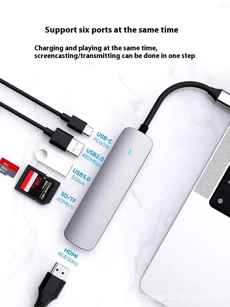 USB-C 7-in-1 expansion dock with HDMI port and USB 3.0 hub on a 15cm cable.