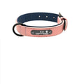 Custom anti-lost dog collar in brown microfiber leather and genuine leather with lettering
