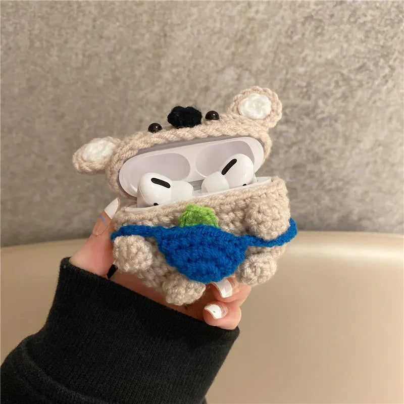 Handmade knitted koala bear backpack design cover for Apple AirPods charging case