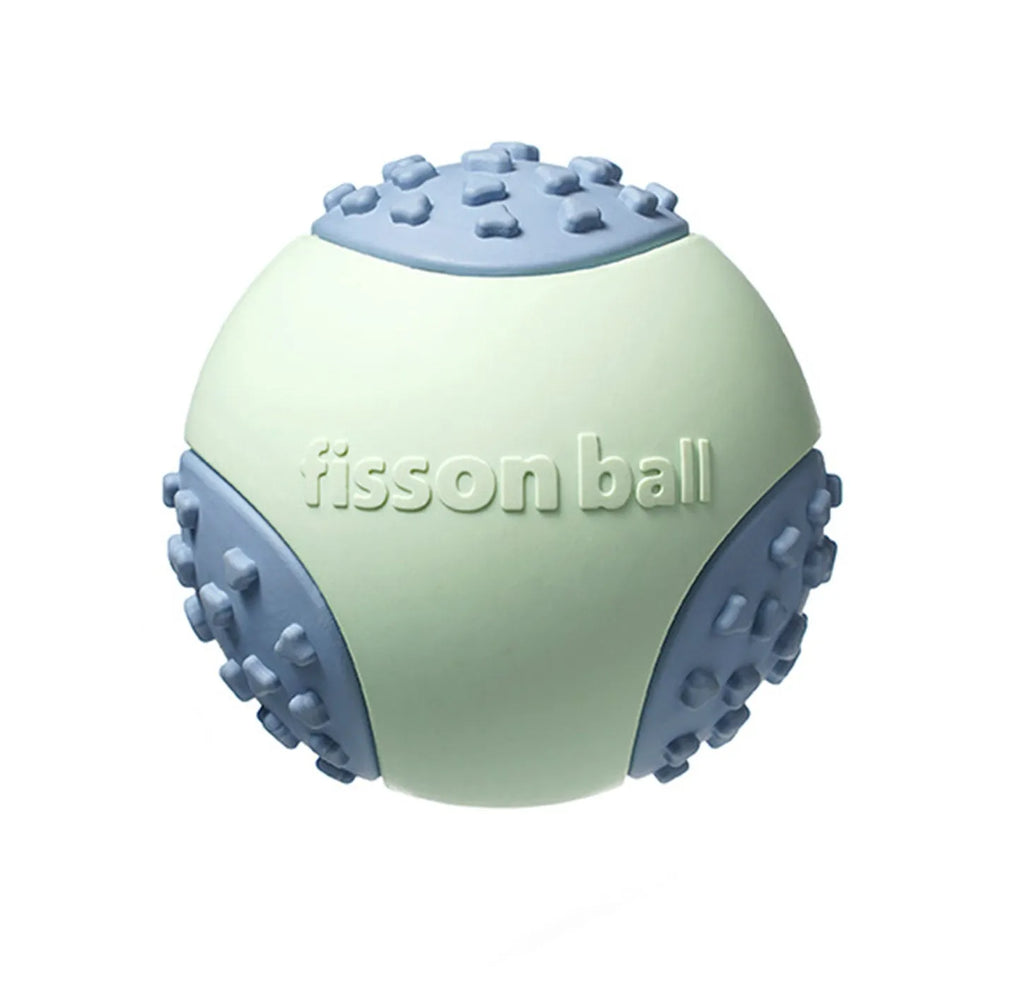 Green rolling ball dog toy with motion mechanism for interactive pet play