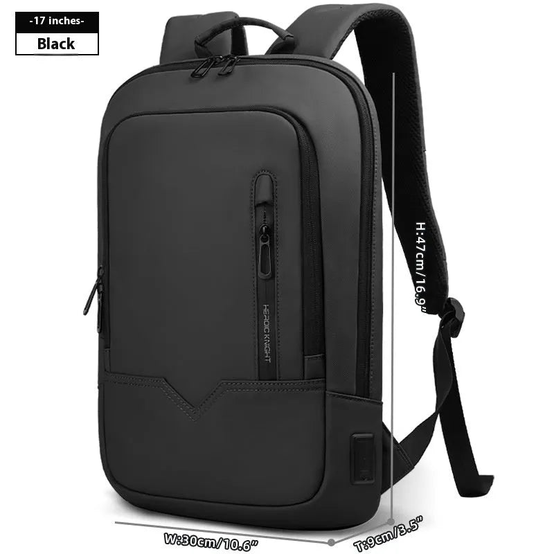 Lightweight polyester computer backpack with USB charging port in various colours