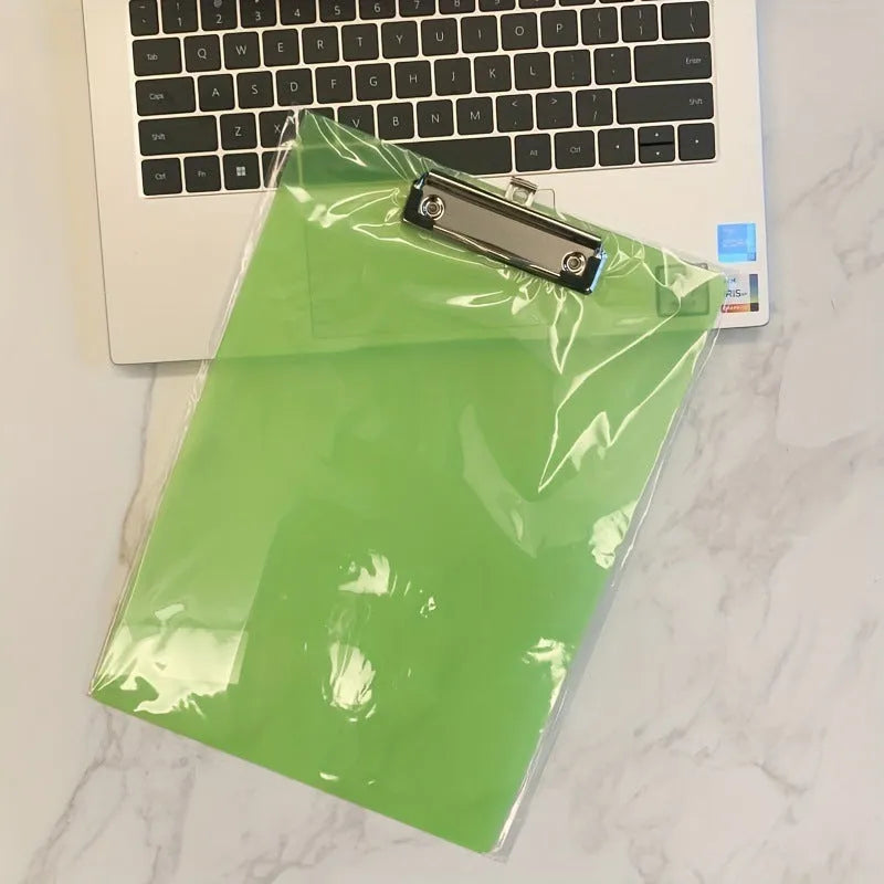 Transparent A4 A5 clipboard with metal flat clip on PP plastic writing board