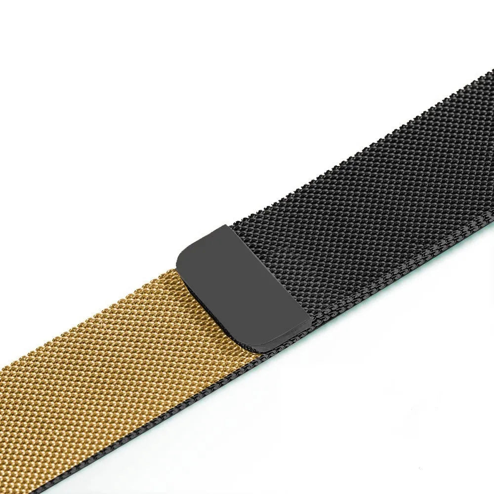 Stainless steel watch strap in silver, shown with measurements for 38mm/42mm cases and 22mm/24mm lugs.