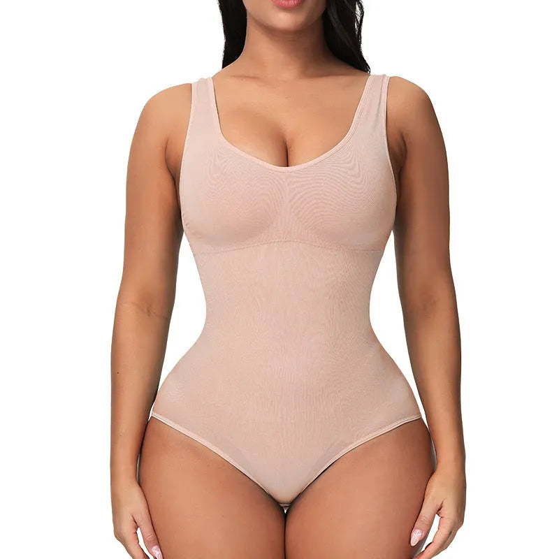Seamless nylon corset bodysuit for waist support and body sculpting in five colour options