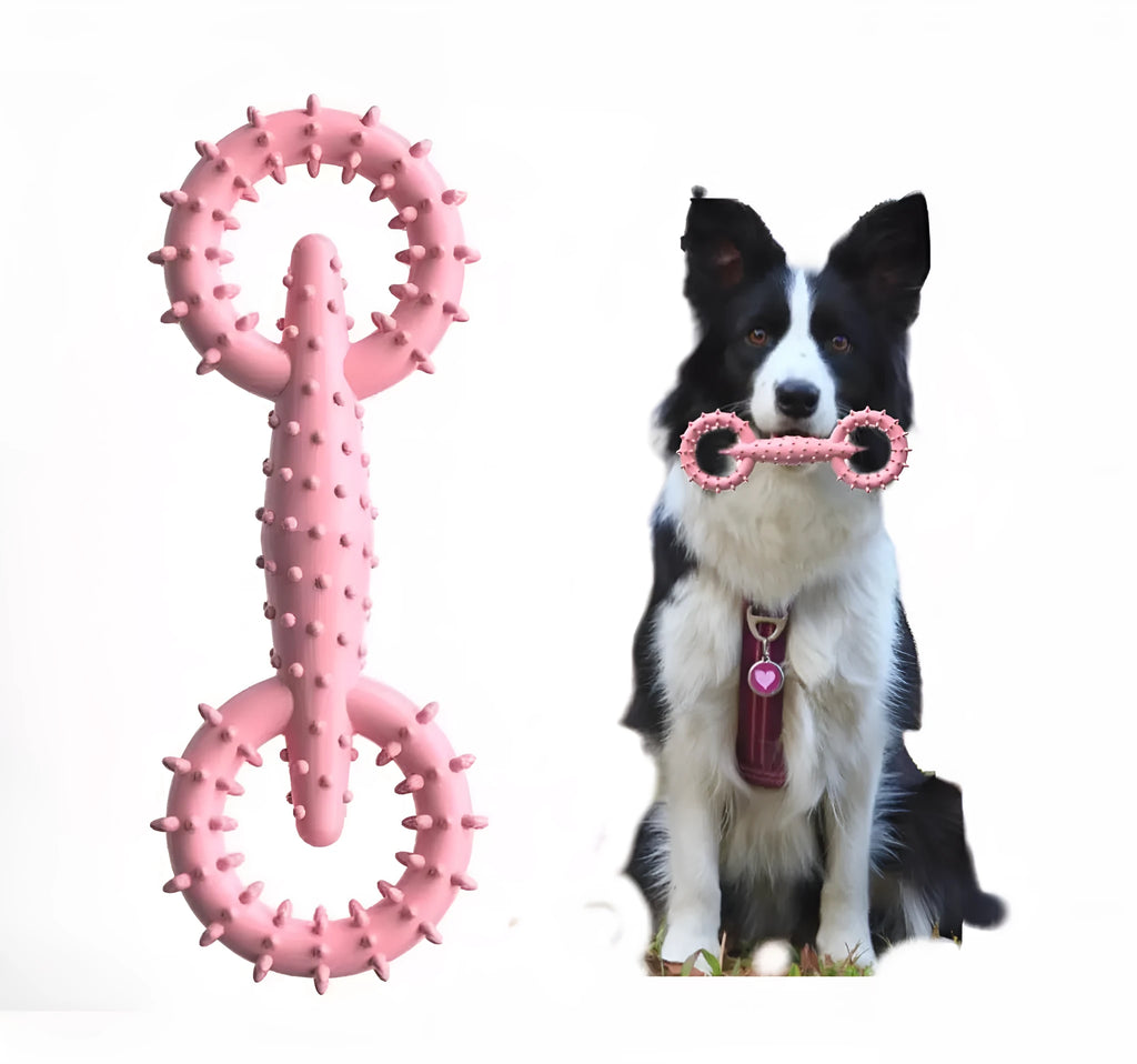 Blue TPR dog chew ring toy for puppies, 16cm diameter safe chewing toy