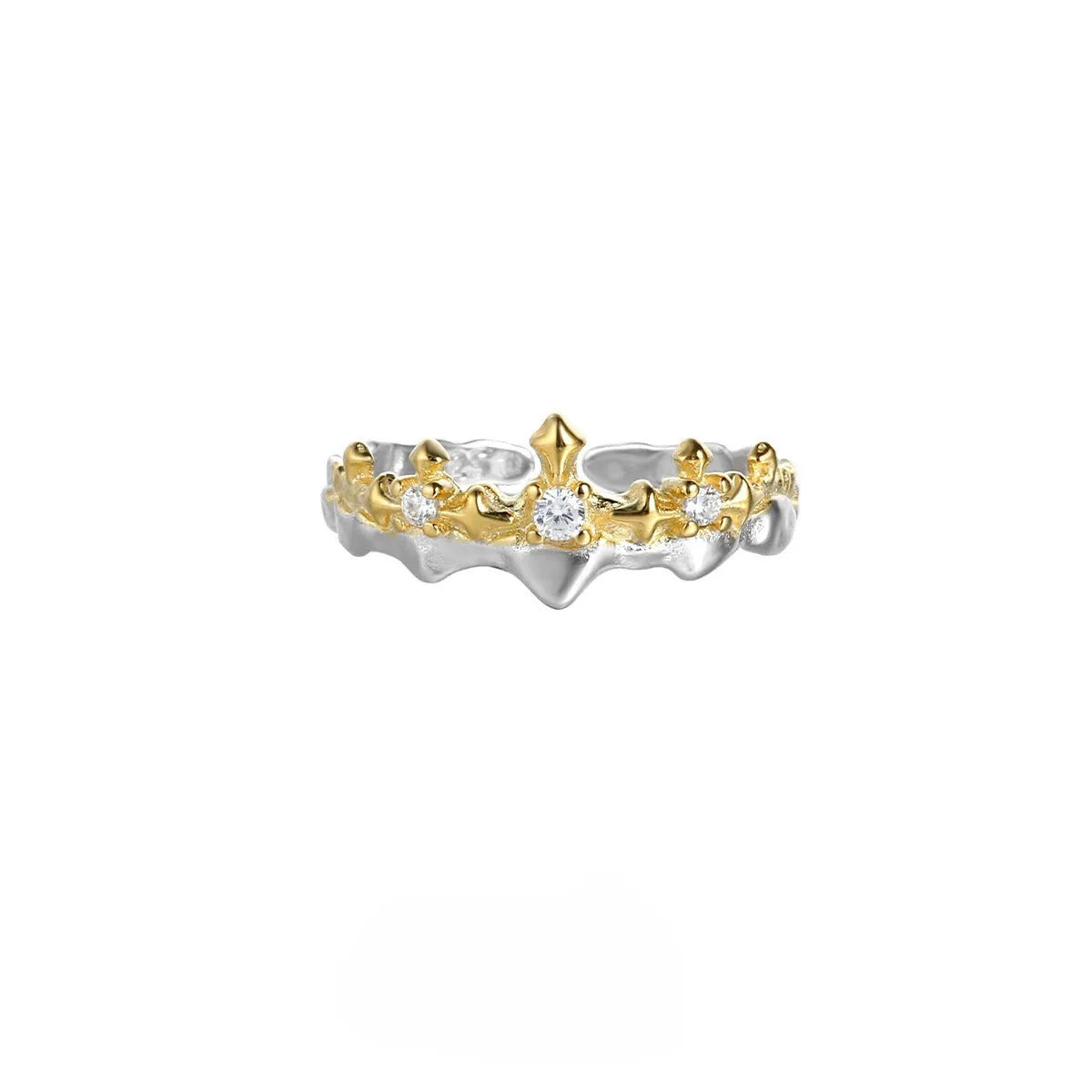 Princess Knight couple ring with adjustable opening in electroplated silver white gold colour