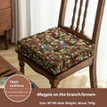 American-style square dining chair back cushion with floral pattern showing 8cm thickness