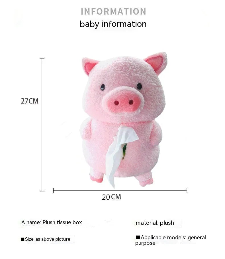 Cartoon lamb soft plush car tissue box organiser with decorative design for dashboard or home.