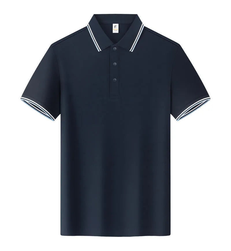 Lapel work short sleeve t-shirt in long-staple cotton, straight fit, white colour option