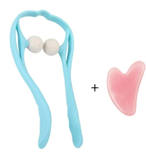 Plastic pressure point therapy neck massager with adjustable stand and 3D floating point design in blue colour