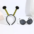 Yellow bees party costume headband and glasses set with insect themes