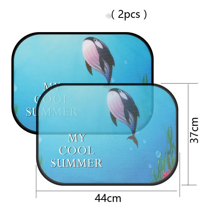 Electrostatic car side window sunshade with animal designs in nylon mesh material