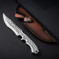 One-piece keel outdoor survival knife with 140mm 5CR13 steel blade and black handle